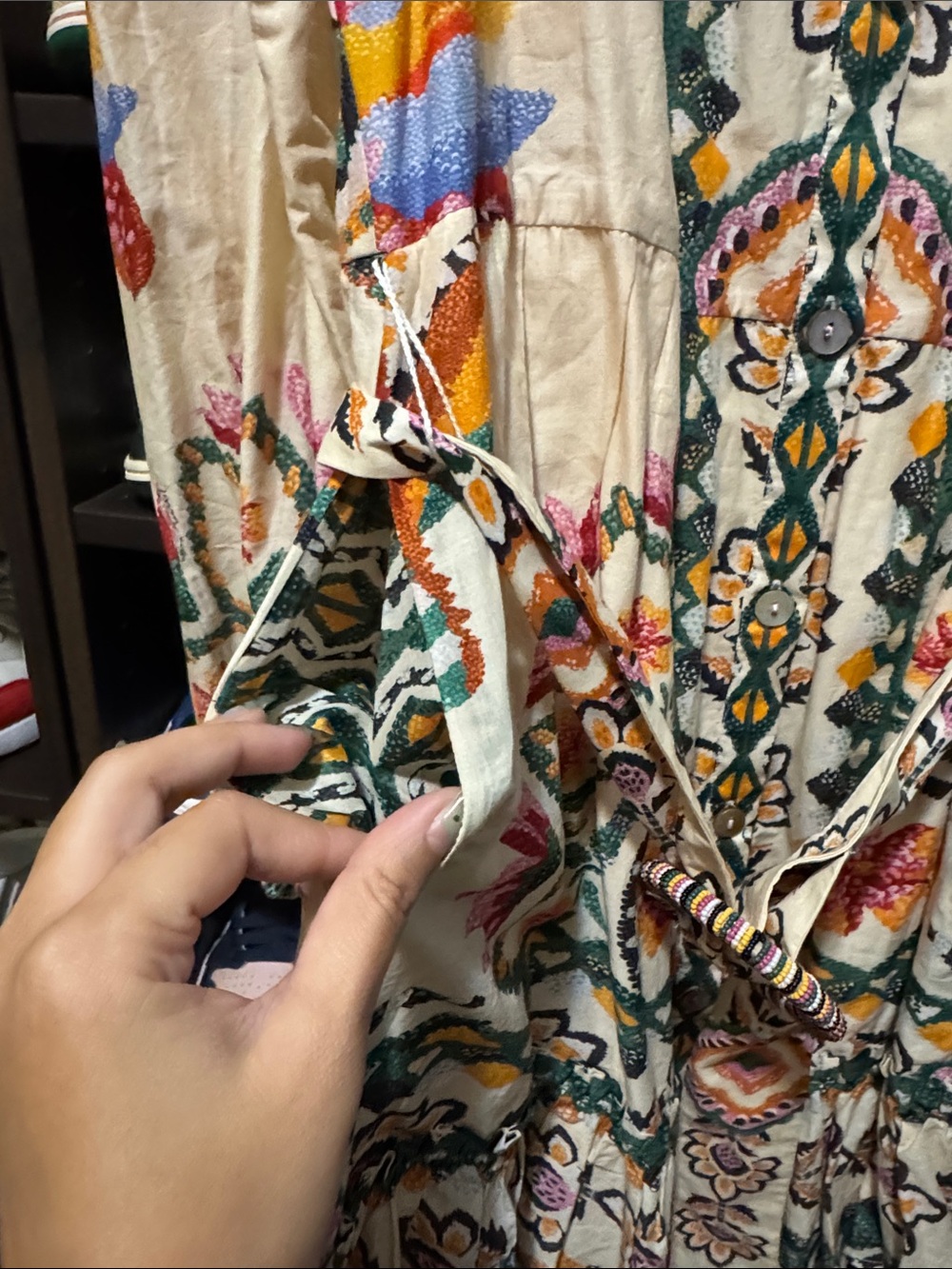 NWT FARM Rio Tapestry Long Sleeve Mini Dress with Belt - Picture 6 of 7
